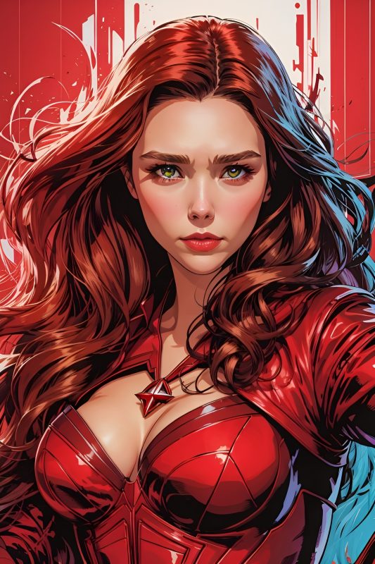 Детальная иллюстрация Алой Ведьмы от Marvel