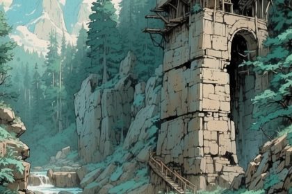 Крепость из камня и дерева, расположенная в естественной среде