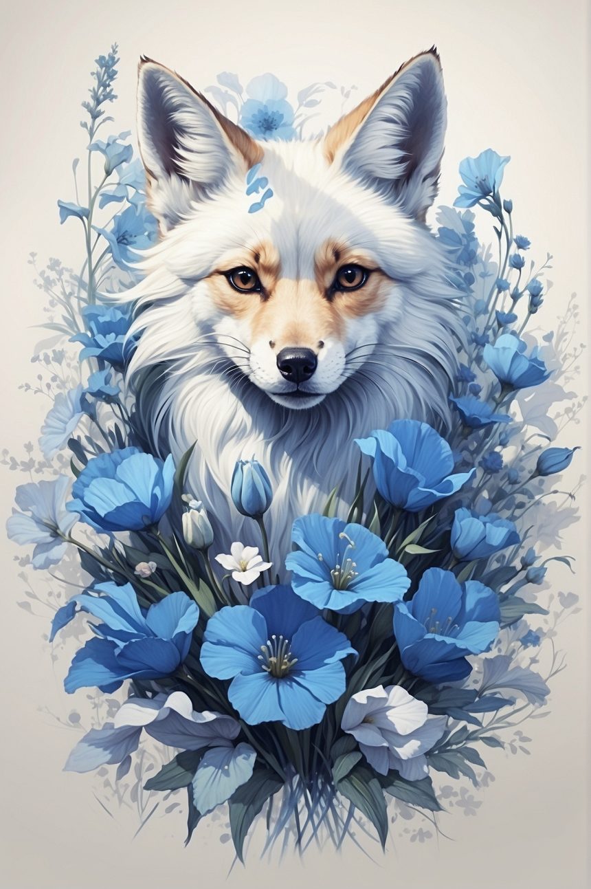Логотип цветочного магазина Blue FoxFlower