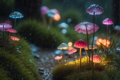 4k сказочный лес посреди ночи под дождем