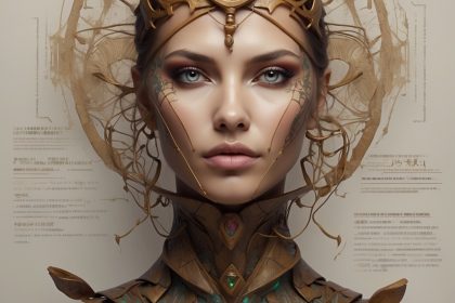 Экзотическая загорелая женщина, стройная худощавая, дерзкая, смесь смелых линий и свободных линий